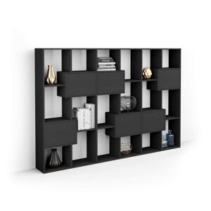 Mobili Fiver Libreria M Iacopo con ante (160,8 X 236,4 cm), Nero Frassino