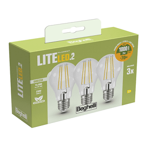 Beghelli LAMPADINA LED 3PZ FILED GOC 7WE27-2.7K