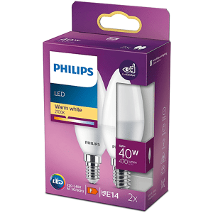 Philips LAMPADINA LED 2X Cand 40W E14 2700k