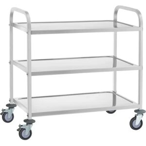 Royal Catering Carrello inox - 3 ripiani - fino a 150 kg - 2 freni RCSW-6.2