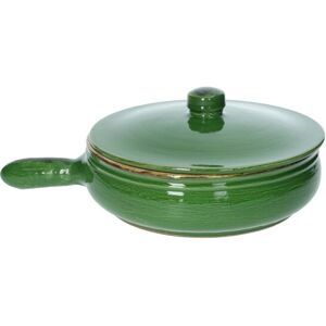 Brandani TEGAME BASSO VERDE 1 MANICO C/COPERCHIO TERRACOTTA DA FUOCO