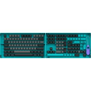 AKKO Black & Cyan Keycap Set ASA PBT : Kit di copri tasti per tastiere meccaniche di alta qualità in PBT Double-shot - Layout: ANSI US + Tasti speci