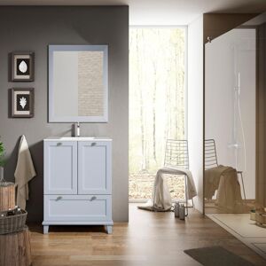 Leroy Merlin Mobile bagno da terra con lavabo L 60 x H 84 x P 45 cm celeste, 2 ante per vasca centrale Unike