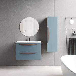 VISOBATH Mobile da bagno sospeso sotto lavabo L 80 x H 55 x P 45 cm blu atollo laccato opaco, 2 cassetti Arco