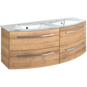 Leroy Merlin Mobile bagno sospeso con lavabo L 130 x H 48 x P 48 cm rovere riviera 2 cassetti per doppia vasca Image