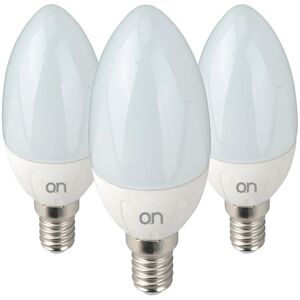 On Set da 3 lampadine LED, E14 oliva, opaco, luce fredda, 5W= 430LM 270°,