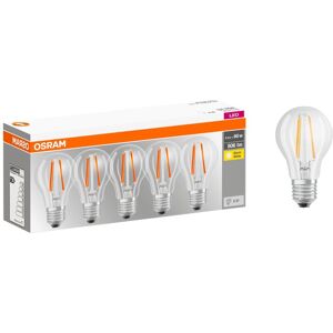 Osram Set da 5 lampadine LED filamento, E27 goccia, trasparente, luce calda, 6.5W= 806LM (equiv 60 W), 300°,
