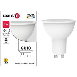 LEXMAN Lampadina LED, GU10 faretto, opaco, luce naturale, 3.6W= 340LM (equiv 39 W), 100°,