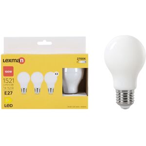 LEXMAN Set da 3 lampadine LED, E27 goccia, opaco, luce calda, 11.2W= 1521LM (equiv 100 W), 330°,