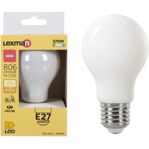 LEXMAN Lampadina LED, E27 goccia, opaco, luce calda, 7.3W= 806LM (equiv 60 W), 330°,