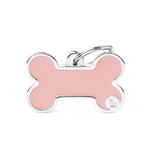 MyFamily Medaglietta per Cani Personalizzabile Osso Basic Handmade Rosa L