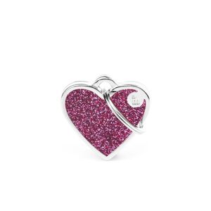 MyFamily Medaglietta per Cani Personalizzabile Cuore Glitter Shine Rosa