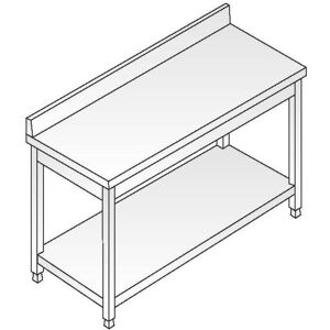 ACA Sistemi Tavolo Acciaio Inox AISI 304 Dim. 200x60x85 cm con Alzatina