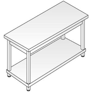 ACA Sistemi Tavolo Acciaio Inox AISI 304 Dim. 200x70x85 cm Gamba Tonda