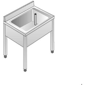 ACA Sistemi Lavello Acciaio Inox AISI 304 1 Vasca Dim. 70x70x85 cm con Alzatina senza Ripiano
