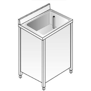 ACA Sistemi Lavello Inox Armadiato AISI 304 1 Vasca Dim. 70x60x85 cm con Alzatina