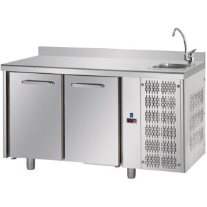 Tecnodom Tavolo Refrigerato Positivo 2 Porte GN 1/1 con Alzatina e Lavello