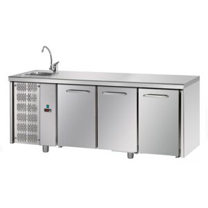 Tecnodom Tavolo Refrigerato Positivo 3 Porte GN 1/1 Gruppo Motore SX con Lavello