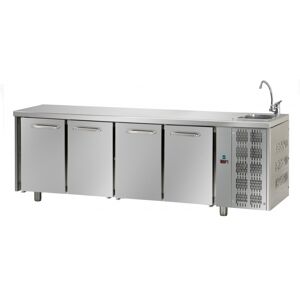 Tecnodom Tavolo Refrigerato Positivo 4 Porte GN 1/1 con Lavello