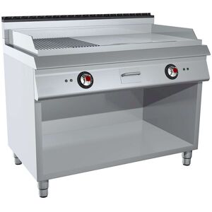 GC Cooking FryTop Professionale Elettrico Piastra 2/3 Liscia 1/3 Rigata Cromata Profondità 70