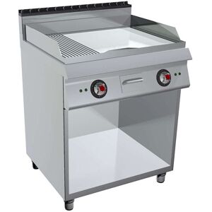 GC Cooking FryTop Professionale Elettrico Piastra 2/3 Liscia 1/3 Rigata Cromata Profondità 90