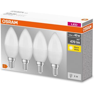 OSRAM-LEDVANCE OSRAM CLASSIC B CONFEZIONE DA 4 LAMPADINE LED FORMA CANDELA LUCE CALDA 40W = 470 LUMEN ATTACCO E14 CORPO IN PLASTICA VETRO SMERIGLIATO