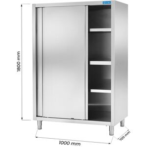 Armadio con porte scorrevoli in acciaio inox con 3 ripiani L1000xP700xH1800 mm linea premium