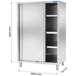 Armadio con porte scorrevoli in acciaio inox con 3 ripiani L1500xP700xH1500 mm linea premium