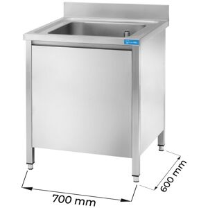 Lavello armadiato in acciaio inox con 1 vasca L700xP600xH850 mm linea premium
