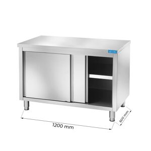 Tavolo armadiato in acciaio inox senza alzatina L1200xP600xH850 mm linea premium