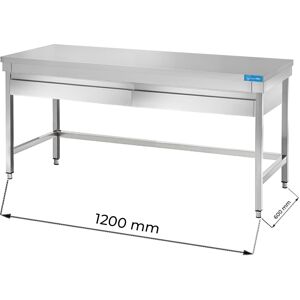 Tavolo aperto in acciaio inox con 2 cassetti orizzontali senza ripiano senza alzatina L1200xP600xH850 mm linea premium