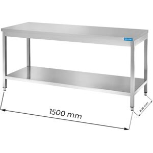 Tavolo aperto in acciaio inox con ripiano senza alzatina L1500xP800xH850 mm linea premium