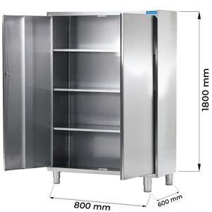 Armadio con porte battenti in acciaio inox con 3 ripiani L800xP600xH1800 mm linea premium