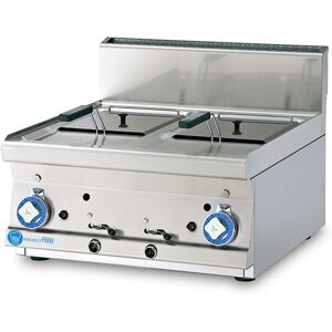 Friggitrice professionale da banco a gas con vasca doppia da 8 lt + 8 lt