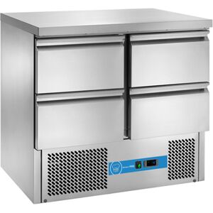 Saladette a refrigerazione statica con n° 4 cassetti e piano in acciaio inox temp da +2°C a +10°C