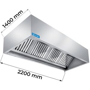 Cappa serie cubica installazione a parete con motore e regolatore di velocità dim. L2200xP1400xH450 mm