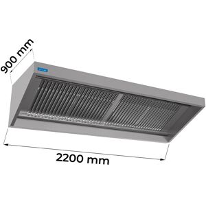 Cappa serie snack installazione a parete con motore e regolatore di velocità dim. L2200xP900xH450 mm