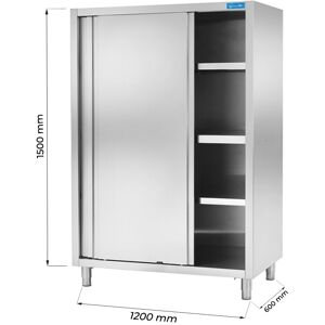 Armadio con porte scorrevoli in acciaio inox con 3 ripiani L1200xP600xH1500 mm linea basic