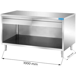 Tavolo a giorno in acciaio inox con 2 cassetti orizzontali senza alzatina L1000xP700xH850 mm linea basic