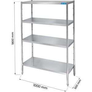 Scaffale in acciaio inox con 4 ripiani L1000xP500xH1800 mm linea basic