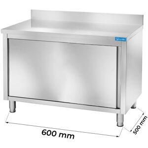Tavolo armadiato in acciaio inox con alzatina L600xP500xH850 mm linea basic