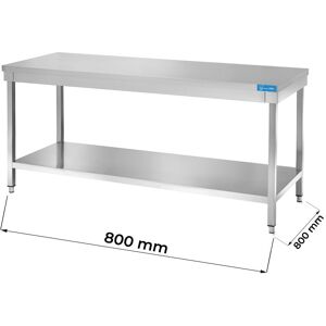 Tavolo aperto in acciaio inox con ripiano senza alzatina L800xP800xH850 mm linea basic