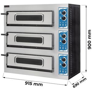 Fornetto pizza elettrico tripla camera con porta vetro per 1+1+1 pizza Ø 45 cm 1+1+1 teglia EN 60x40