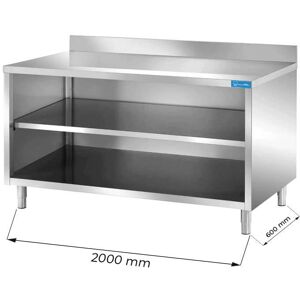 Tavolo a giorno in acciaio inox con alzatina L2000xP600xH850 mm linea premium