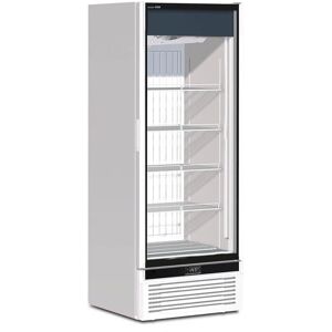 Vetrina espositiva bianca ventilata con anta vetro e 4 ripiani temp da -18°C a -25°C capacità 494 lt
