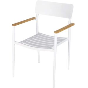 Maisons du Monde Poltrona da giardino professionale in alluminio bianco e legno di teak 57.5x81.5x54.5cm