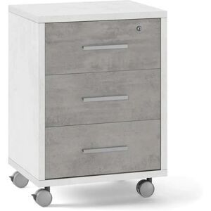 Cassettiera ufficio 3 cassetti 41x51x71 cm ossido bianco/cemento
