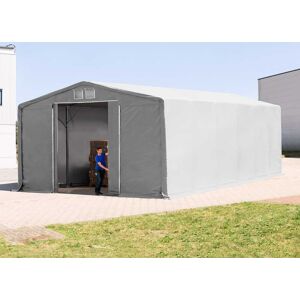 TOOLPORT 8x12 m tendostruttura, altezza 4,0m porta scorrevole, PVC 850, grigio, con statica (sottofondo in terra) - (93947)