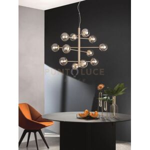 Ondaluce Sospensione Eliseo 12 Luci Attacco E14 Oro E Ambra D. 97cm In Vetro Soffiato ...