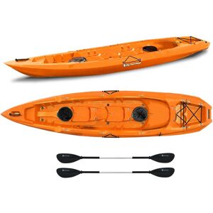 Canoa biposto Mojito Big mama kayak - 380 cm - 2 posti adulto + 1 posto bambino + 2 gavoni + 2 ruote integrate + 2 pagaie omaggio - ARANCIONE
